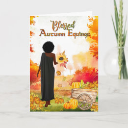 Bladad höstkablad Equinox-Träd Mabon Hälsning Kort