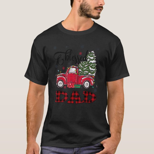 Bladad julfamilj i Pappa Ljus Lastbil Red Tr T Shirt (Framsida)