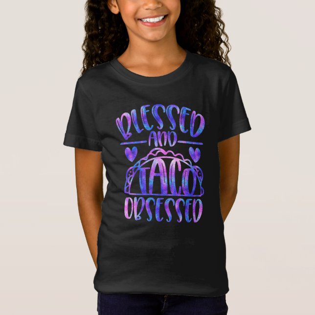Bladad och tako Obssed Girly Bold Iridescent T Shirt (Framsida)