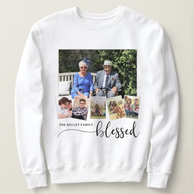 Bladad, Personlig 6 Fotofamiljesammansättning T Shirt (Design framsida)