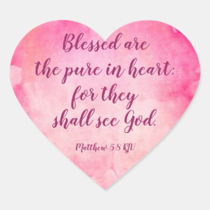 Bladade är rena hjärtat - Matthew 5:8 Hjärtformat Klistermärke