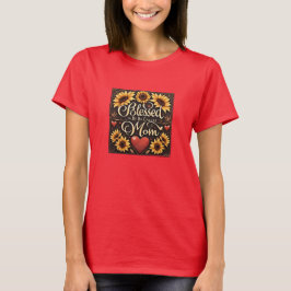Bladade Mamma Sunblommor Hearts Mors dag T-shirt