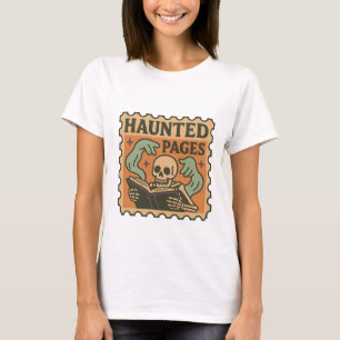 Blädade sidor T-Shirt - Gothic Academia Skeleton