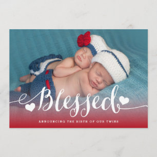 Bladade Twillingar Foto Baby Birth Notice Meddelande