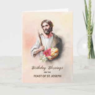 Blådagen - festen av St. Joseph Watercolor Kort