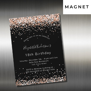 Blådaglyxen ro guld glitter party magnetisk inbjudningskort