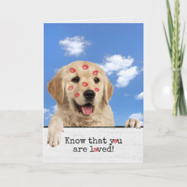 Blådags Golden Retriever med Lipstick Kisses Kort