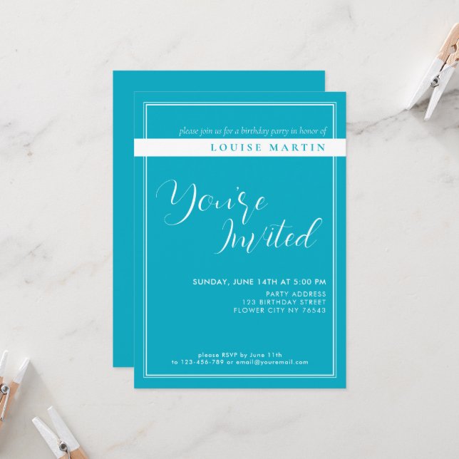 Blådagsinbjudan till Bright Rik Himmel Blue Anpass Inbjudningar (Fram/Back In Situ)