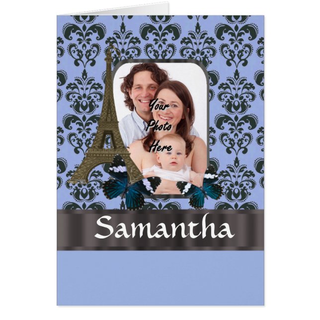 Blådammsuga Pariskollage Hälsningskort (Framsidan)