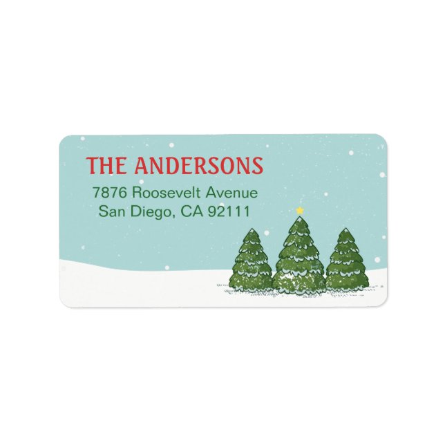Bladande för Family Winter-Helgdagar Adressetikett (Framsidan)