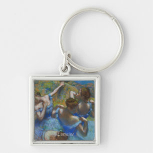 Blådansare, Degas Art Fyrkantig Silverfärgad Nyckelring