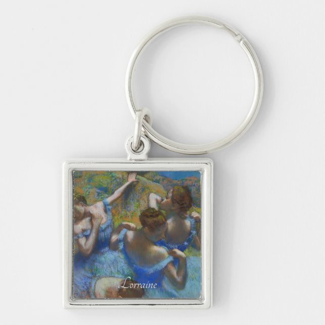 Blådansare, Degas Art Fyrkantig Silverfärgad Nyckelring (Framsidan)
