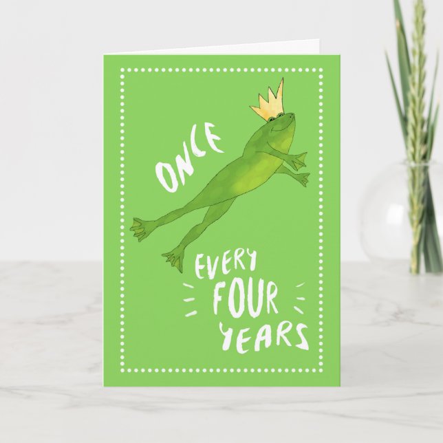 Bladår, födelsedagsjumpel Frog med Krona Kort (Framsida)