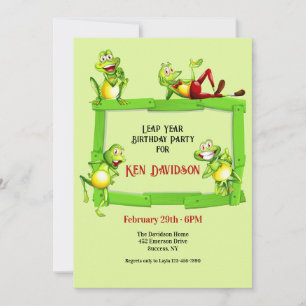 Bladår Frog Birthday Inbjudningar