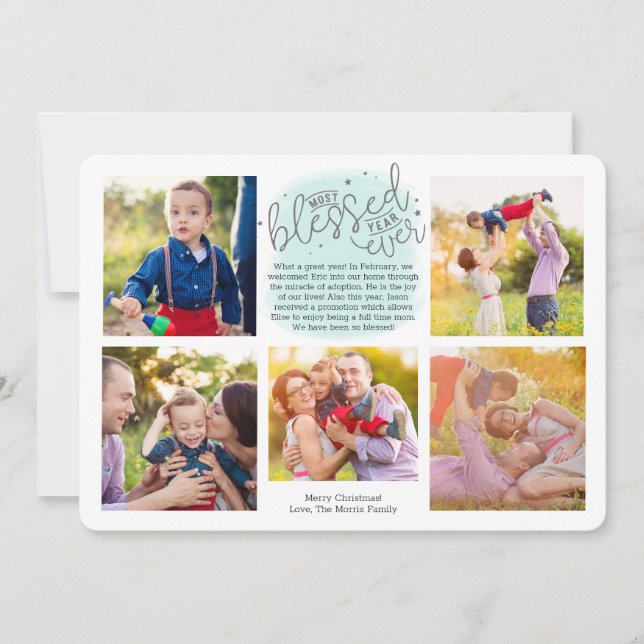 Bladår i år vid granskning av blått vattenfärg | julkort (Framsida)