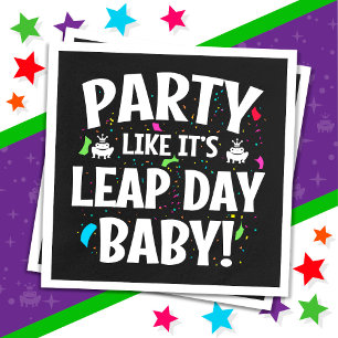 Bladåret Födelsedagsfest Leap Day Baby Feb 29:e fe Pappersservett
