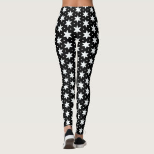 Bladbalkar av svart och vit stjärna Mönster Leggings