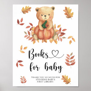 Bladbjörn med pumpa, bokar för baby poster