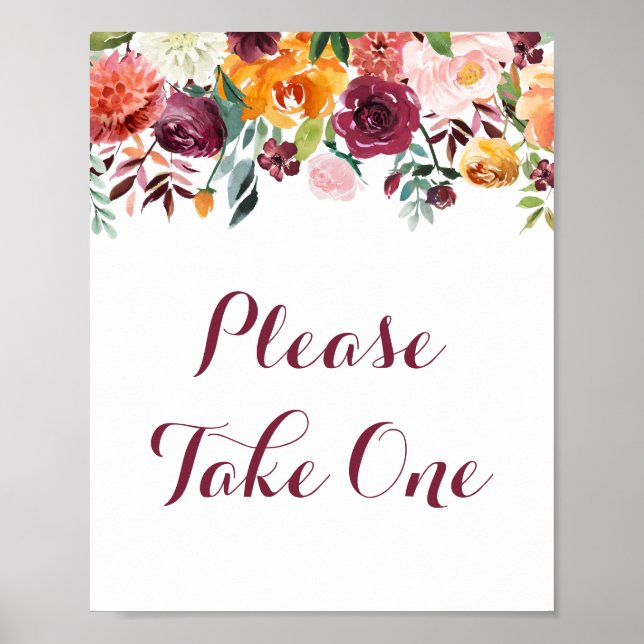 Bladblomma Ta ett tecken Poster, Orange Poster (Framsidan)