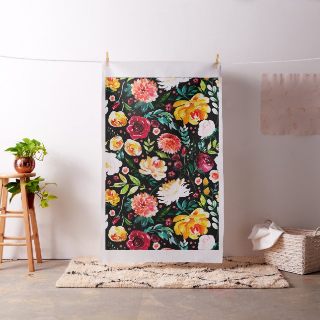 Bladblommor av färg i mönster tyg (In Situ)