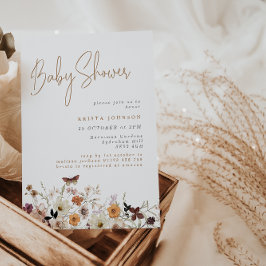 Bladblommor Boho Baby Shower för Vild Inbjudningar