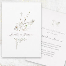 Bladblommor, bukett | Baptism-inbjudan