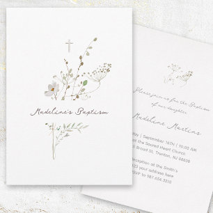 Bladblommor, bukett   Baptism-inbjudan Inbjudningar