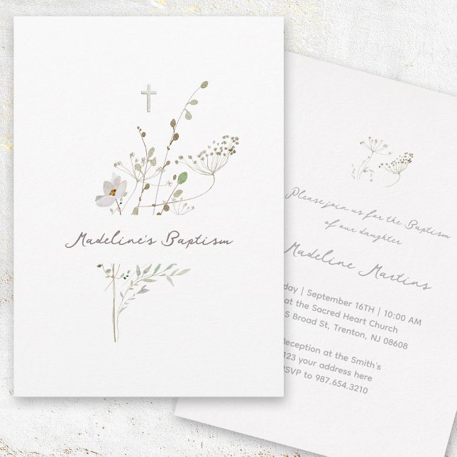 Bladblommor, bukett | Baptism-inbjudan Inbjudningar (Skapare uppladdad)
