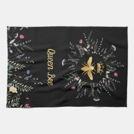 Bladblommor (faux foil drottbe) kökshandduk