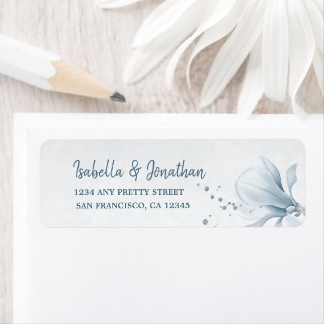 Bladblommor från bröllop returadress etikett (Insitu)