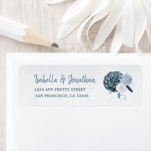 Bladblommor från bröllop returadress etikett (Insitu)
