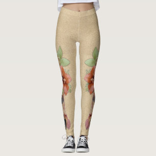 Bladblommor på Butter Cream Suede Leggings