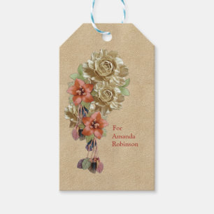 Bladblommor på Suede Presentetikett