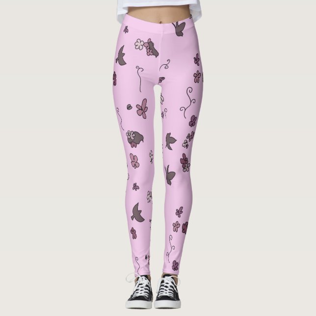 Bladblommor, rosa leggings (Framsida)