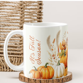 Bladblommor Vitpumpkin Thanksgiving Middag Kaffemugg