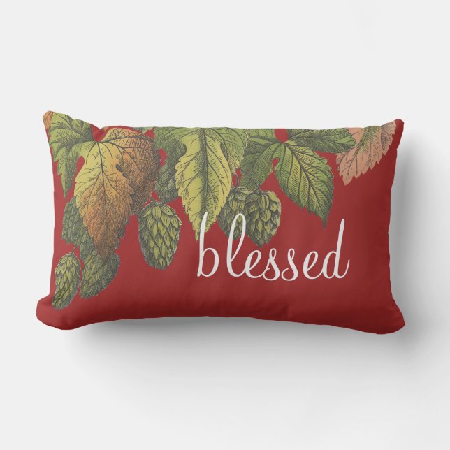 Bladda Modern Vintage Flowers på Auburn Red Lumbarkudde (Framsida)