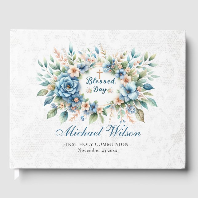 Bladdag-Blommigten First Holly-kommunion Gästböcker (Framsida)