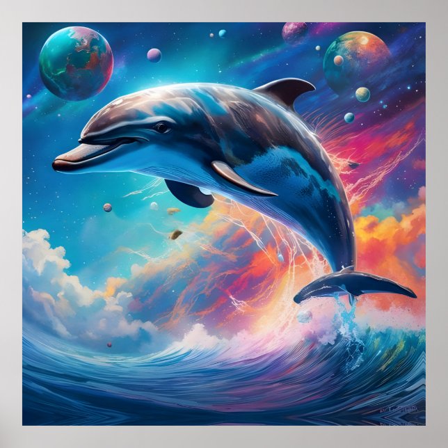 Bladdelfin, fantasi, planeter poster (Framsidan)