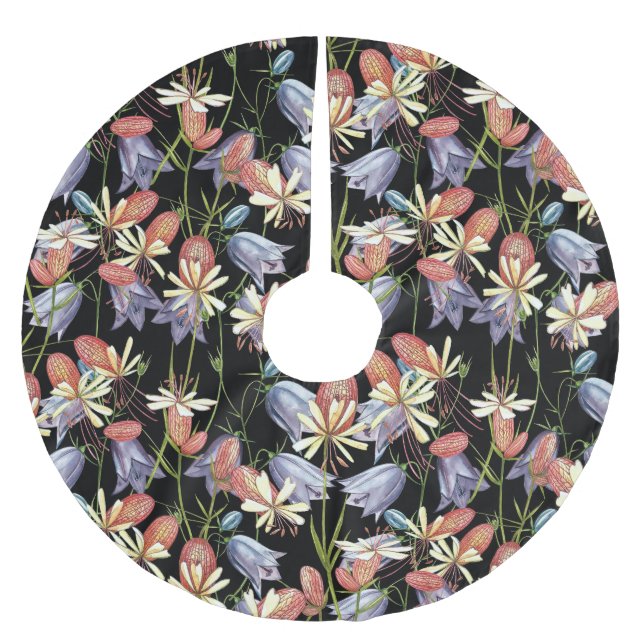 Bladder Campion Klockor: Blommigten Vattenfärg Julgransmatta Borstad Polyester (Framsidan)