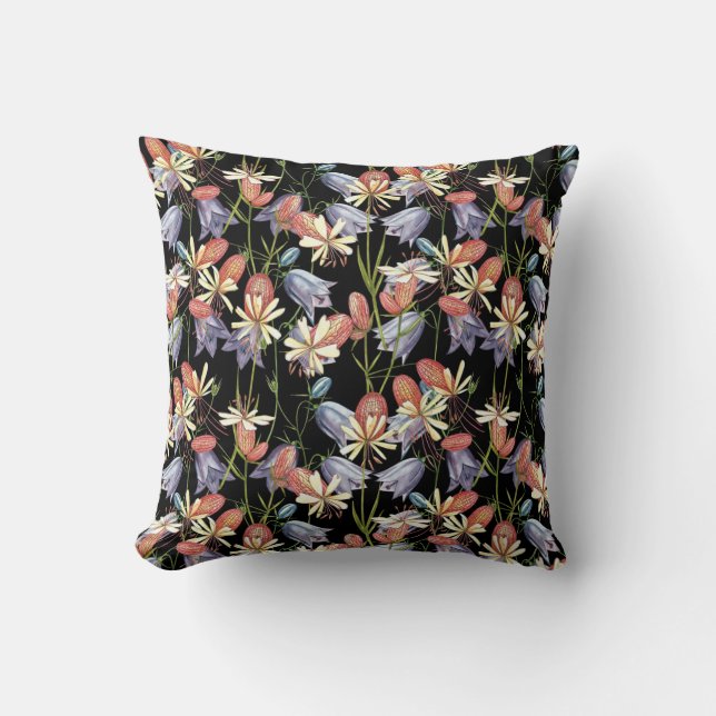 Bladder Campion Klockor: Blommigten Vattenfärg Kudde (Framsida)