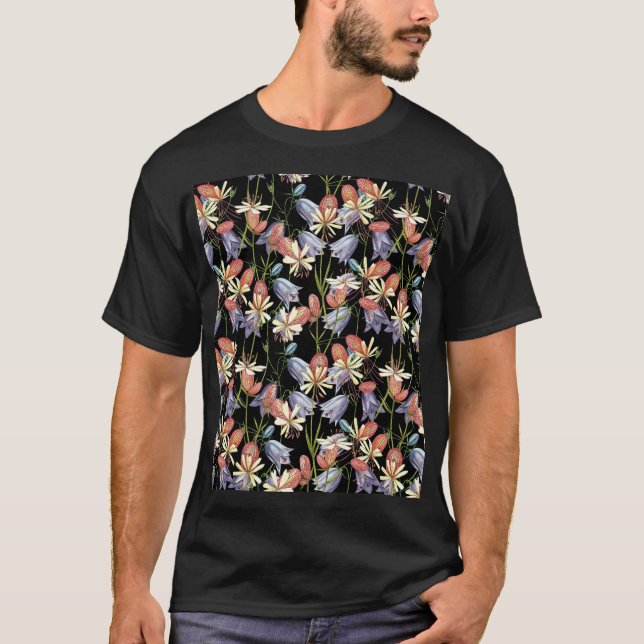 Bladder Campion Klockor: Blommigten Vattenfärg T Shirt (Framsida)