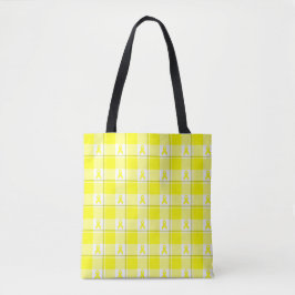 Bladder Cancer Awareness Plaid Tote Bag, Yellow Tygkasse