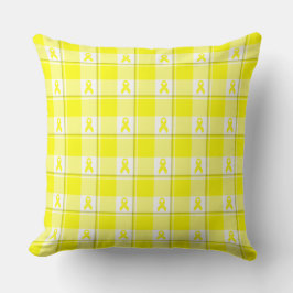 Bladder Cancer Awareness Plaid Yellow Ribbon Kudde