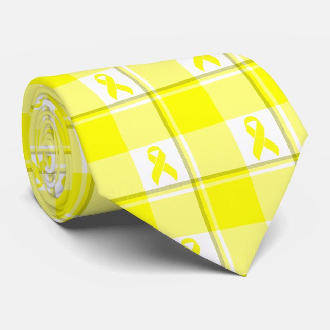 Bladder Cancer Awareness Plaid Yellow Ribbon Slips (Rullad)