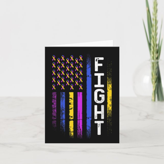 Bladder Cancer Flagga Lila Gult Blue Ribbon Awar Kort (Framsida)