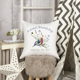 Bläddra "A Sweet Vänskap" Watercolor Bird Kudde