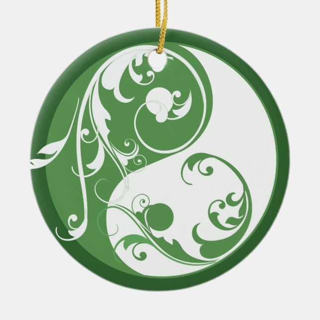 Bläddra den gröna Yin & Yang prydnaden Julgransprydnad Keramik (Framsidan)