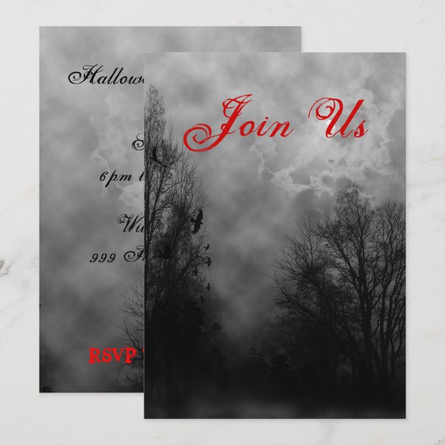 Bläddra Himlar Anpassningsbar Halloween-inbjudning Inbjudningar (Fram/baksida)