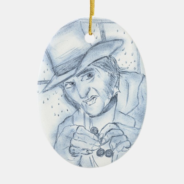 Bläddra i blått julgransprydnad keramik (Framsidan)