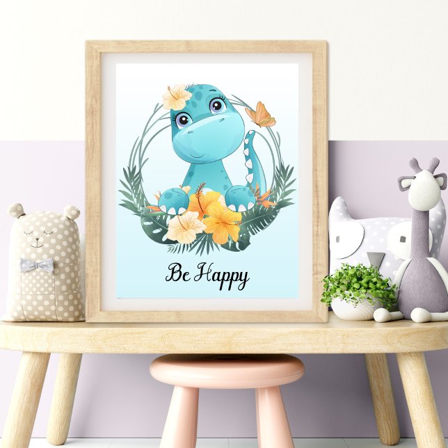 Bläddra i Lycklig Fototryck (Be Happy Animal Nursery Wall Art)